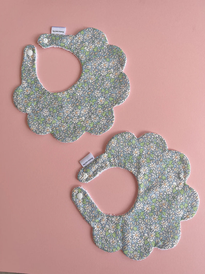 Alice Blue and Green Daisies Bib