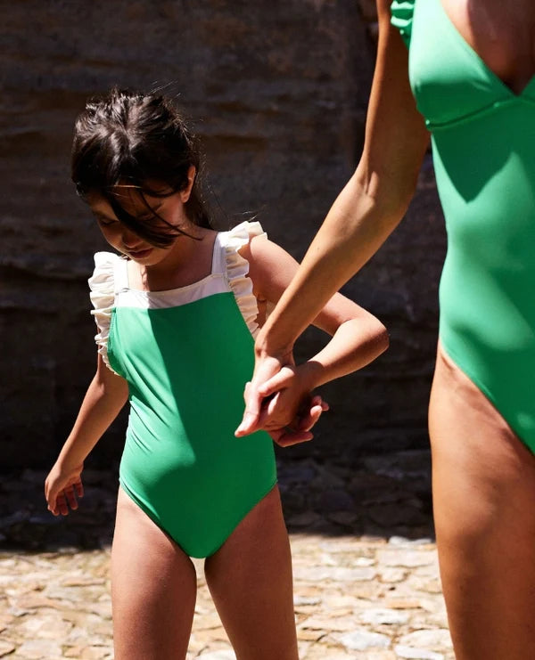 Solid Grass swimsuit and matching shorts