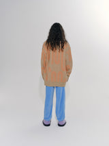 Camel/Coral Squiggle Knit Cardigan