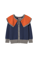 Color Block Cardigan & Stripes Woven Long Skirt