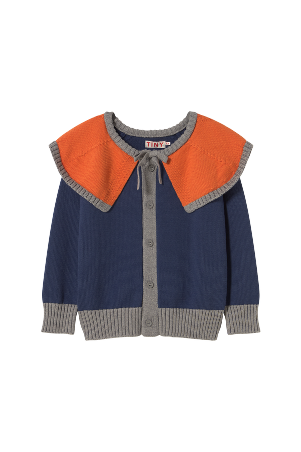 Color Block Cardigan & Stripes Woven Long Skirt
