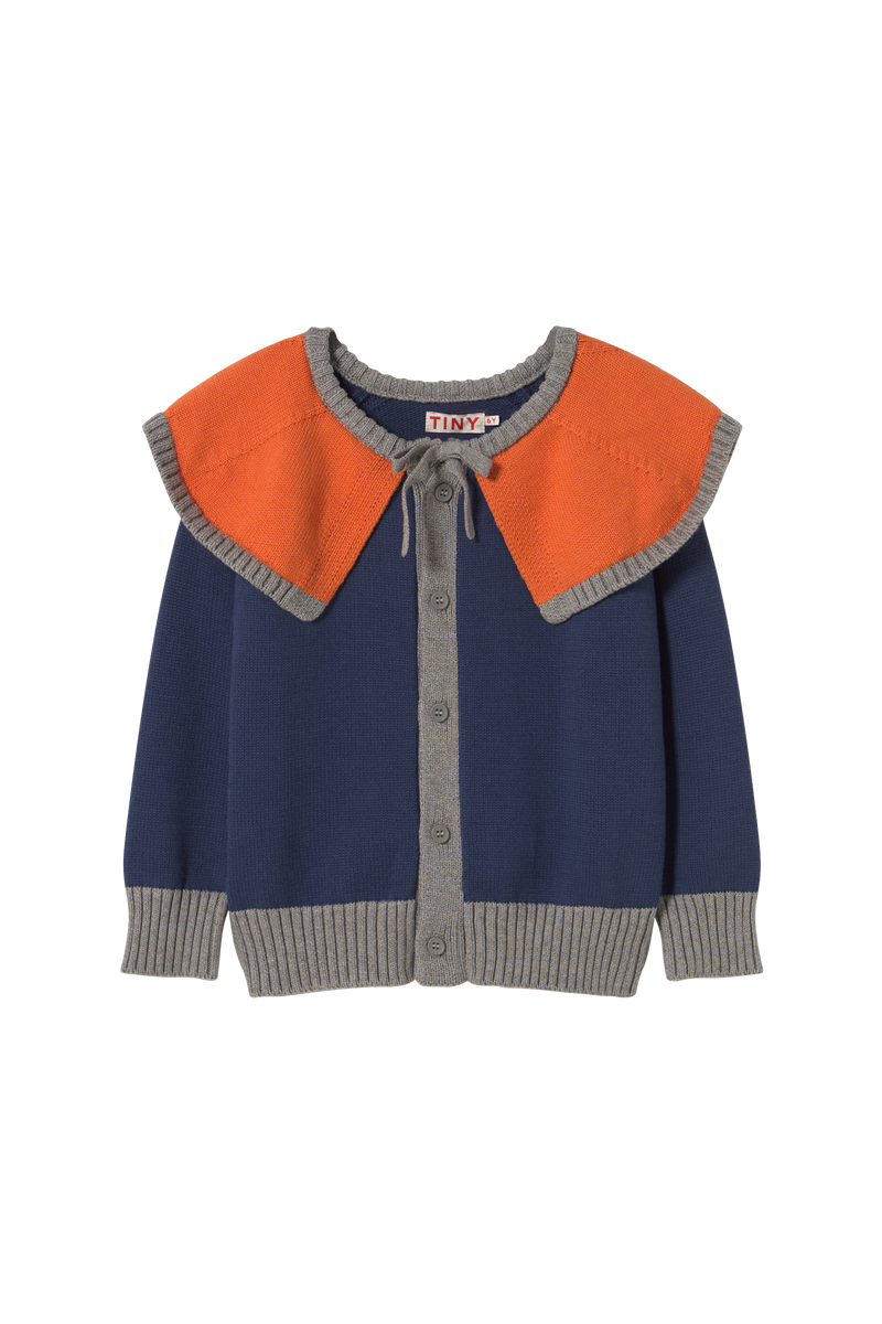 Color Block Cardigan & Stripes Woven Long Skirt