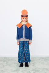 Color Block Cardigan & Stripes Woven Long Skirt