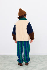 Green Color Block Polar Sherpa Jacket