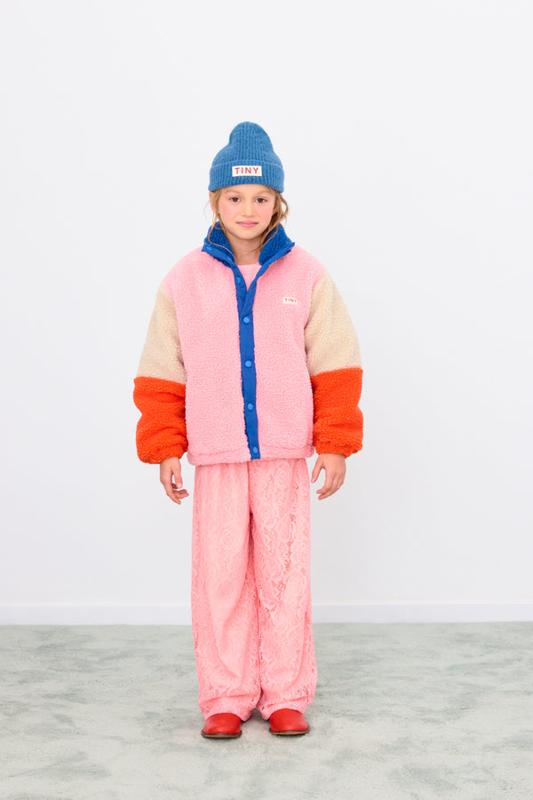 Blue Color Block Polar Sherpa Jacket