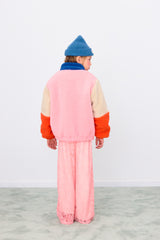 Blue Color Block Polar Sherpa Jacket
