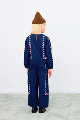 Mini Cherries Blouse & Red Stripes Straight Pant