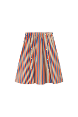 Color Block Cardigan & Stripes Woven Long Skirt