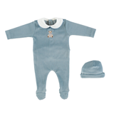 Blue Teddy Velour Baby 3 PCS Set