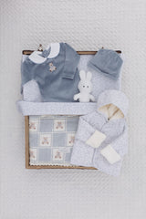 Blue Teddy Velour Baby Set
