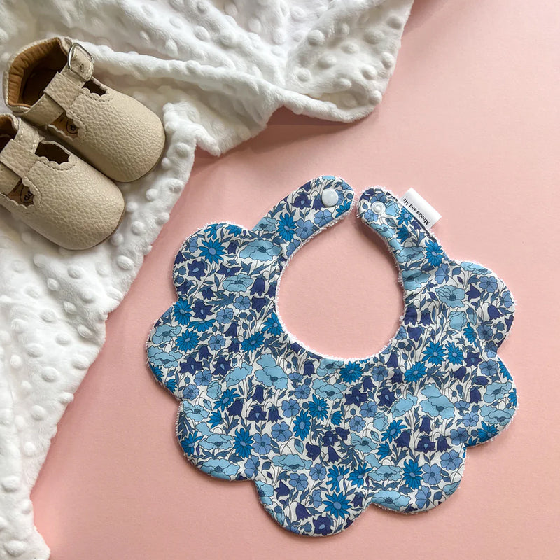 Bright Blue tones Poppy & Daisy Bib