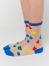 Geometric Colors transparent short socks