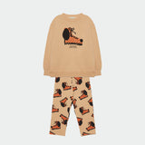 Soft brown Dog boots sweatshirt & Dog boots sweat pants "Outfit Set"