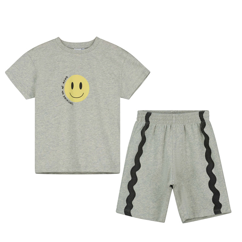 Grey Melange Smile T-shirt & Wave Shorts "Outfit set"