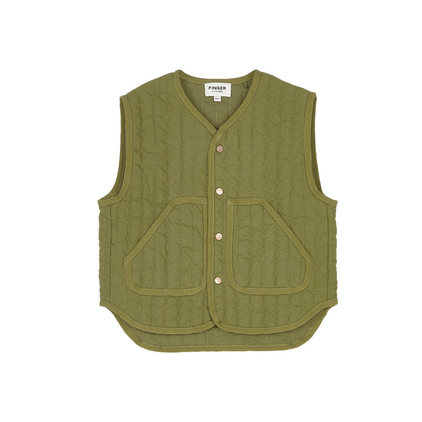 MISO Olive Quilted Sleeveless Buttonned Jacket