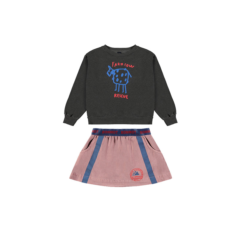 Farm Cow sweatshirt & Rust Mini skirt “Outfit set”