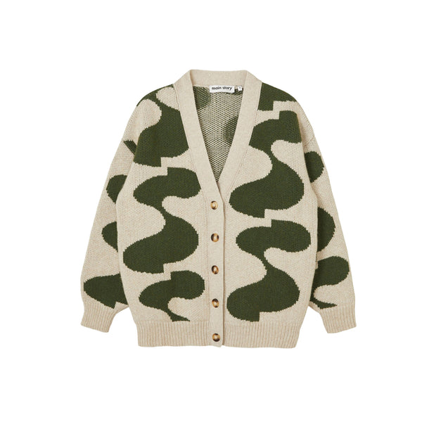 Cream Forest Heavy Jacquard Cardigan