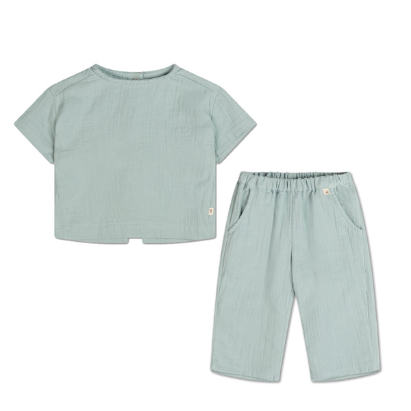 misty sky woven top & pants "Outfit set"