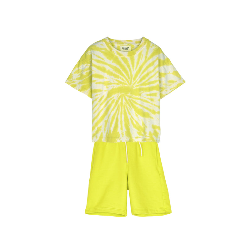 Lime Tie Dye Short Sleeve T-shirt/ Lime Bermuda Shorts (Outfit Set)