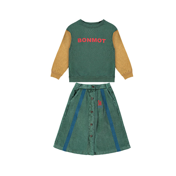 Sweatshirt bonmot bicolor & Long skirt  “Outfit set”