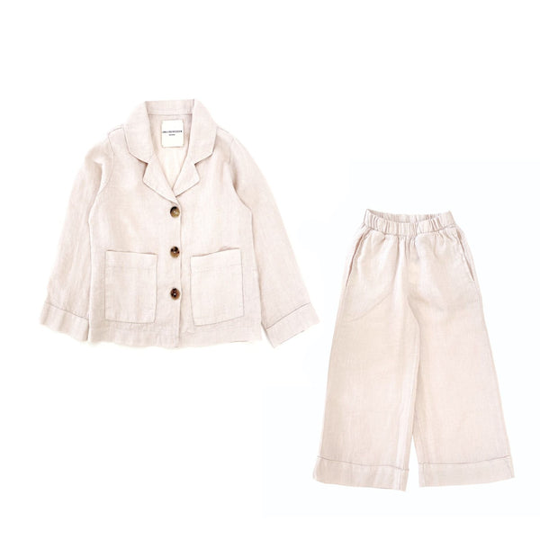 Milk white linen blazer & linen pants "Outfit set"