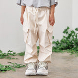 Ecru stretch pique cargo pants　