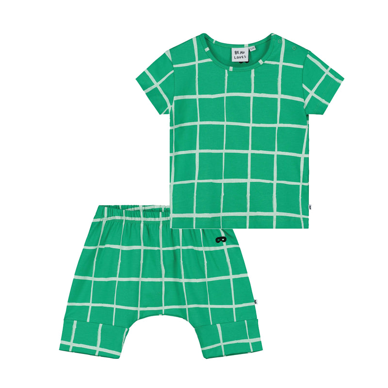 Kelly Green Grid Baby T-shirt & Shorts "Outfit set"