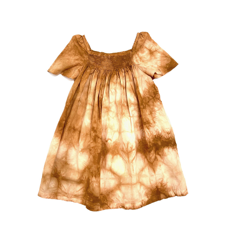 Smockdress brown tie and dye