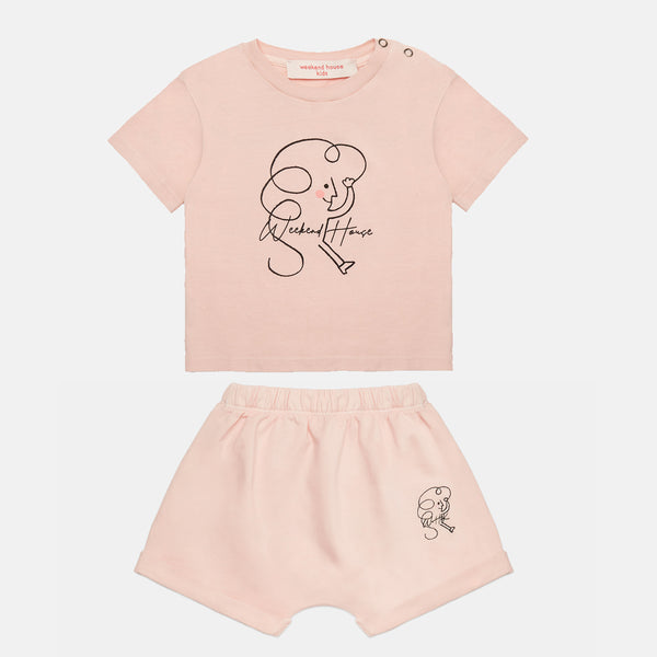 Soft pink Weekend Kid t-shirt & shorts "baby Outfit set"