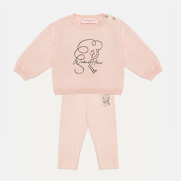 Soft pink Weekend Kid  sweatshirt & pants "baby Outfit set"