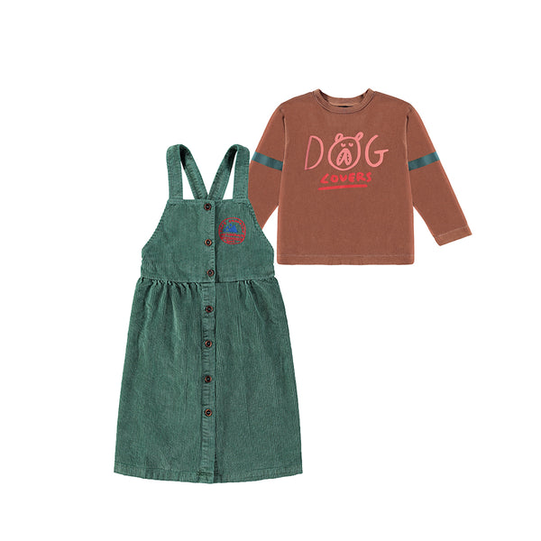 T-shirt dog lovers & Dress overall corduroy “Outfit set”