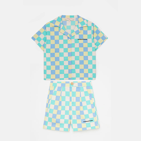 Multi color chess shirt & shorts "Outfit set"