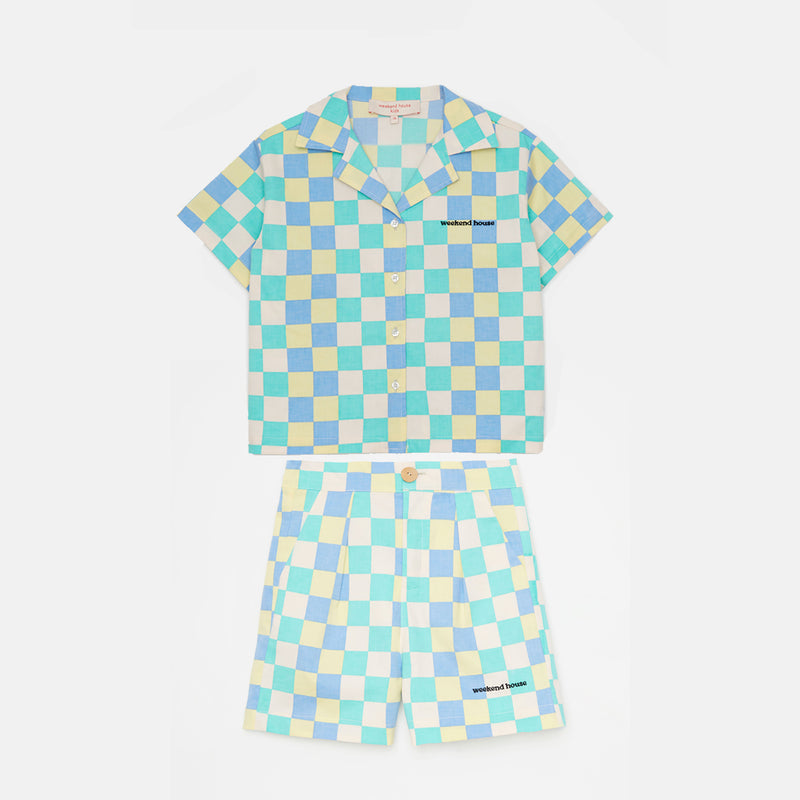 Multi color chess shirt & shorts "Outfit set"
