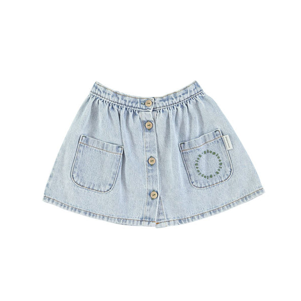 short skirt w/ pockets | washed blue denim