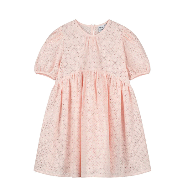 Delicate Pink Embroidered Voluminous Sleeve Tulip Dress