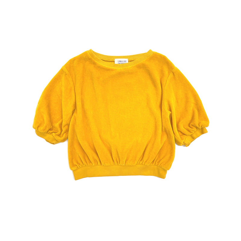 Yellow short sleeved sweater