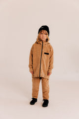 Asymmetric vintage camel hoodie & pants "Outfit set"