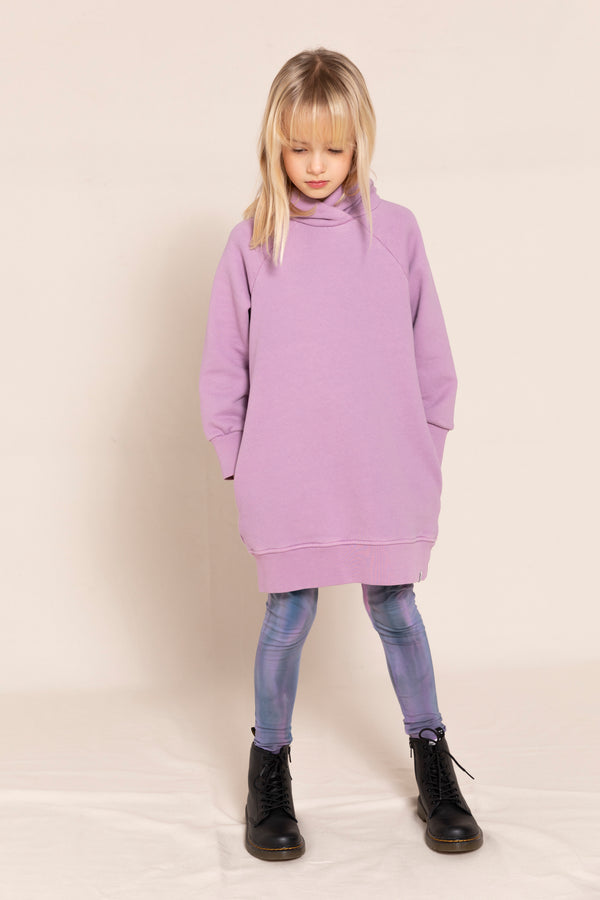 PIPPA Grey Lilac - Long Sleeve Fleece Dress