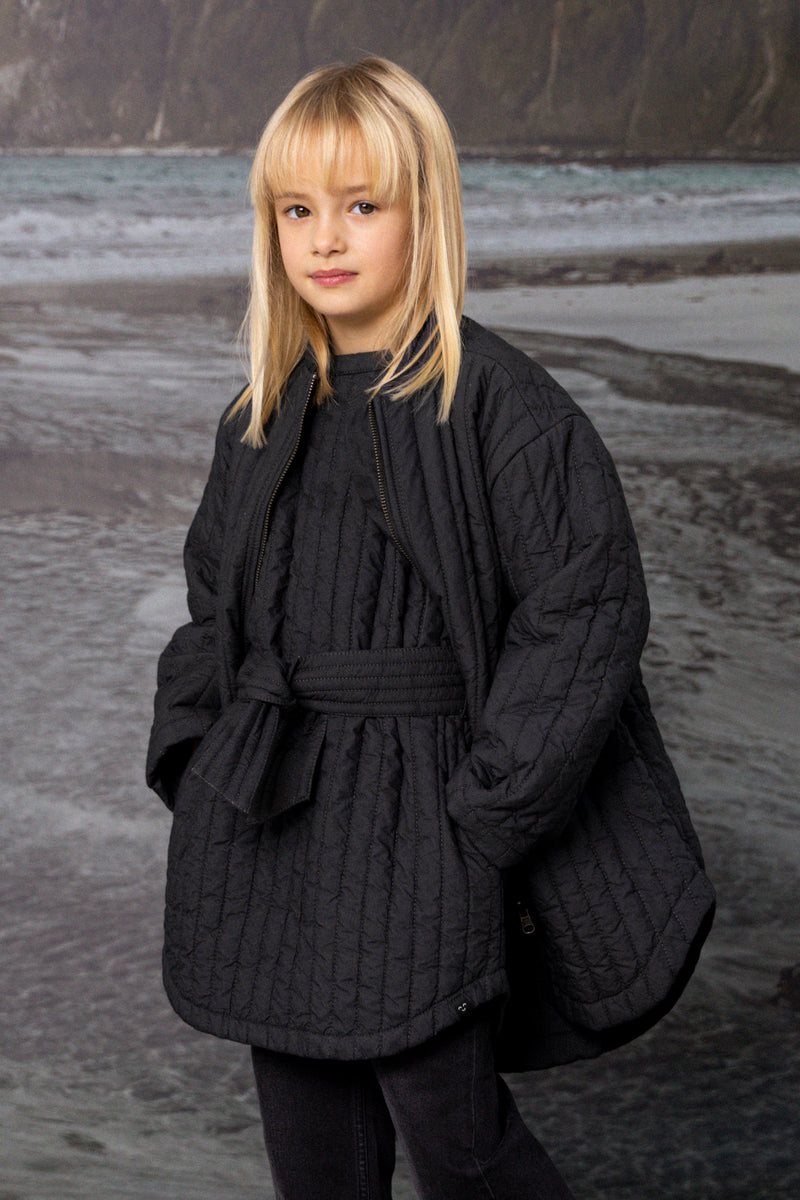 YOKO Winter Black Quilted - Long Sleeve Dress