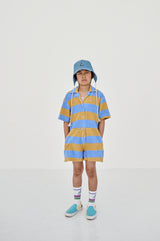 Biscotti blueish block stripe shirt suit