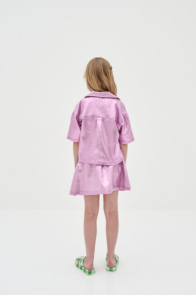sparkling violet cropped boxy shirt & mini skirt "Outfit set