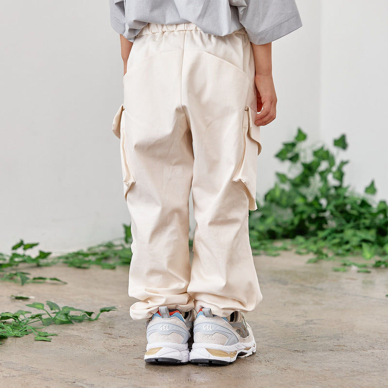 Ecru stretch pique cargo pants　