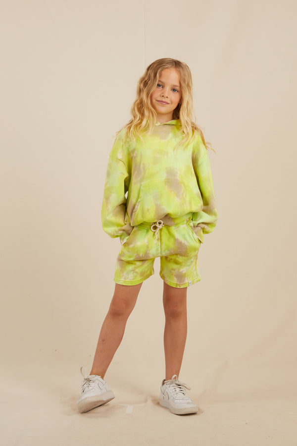 Lime Camo Loose Hoodie/Elasticated Shorts (Outfit Set)