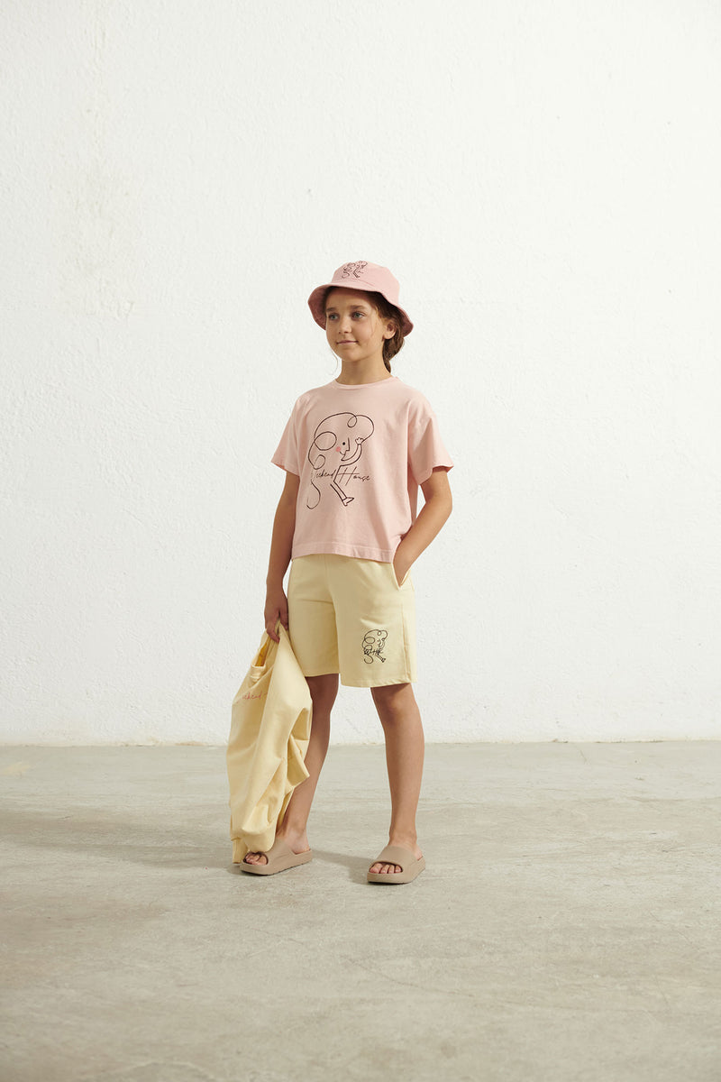 Soft yellow Weekend kid bermuda & t shirt "Outfit set"