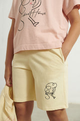 Soft pink Weekend kid bermuda & t shirt "Outfit set"