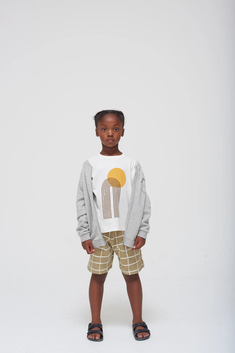Natural Oversized 'Sunday' T-shirt & Kelp Grid Shorts "Outfit set"
