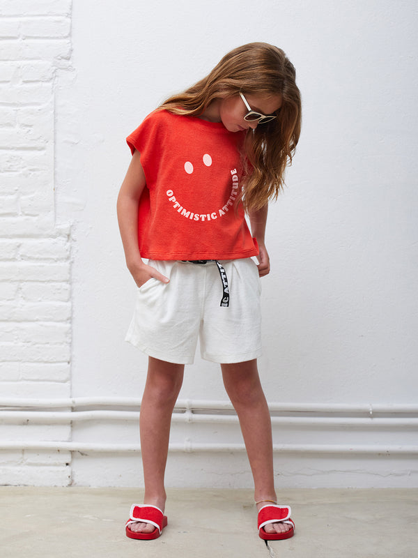 Red OPTIMISTIC CROP TEE